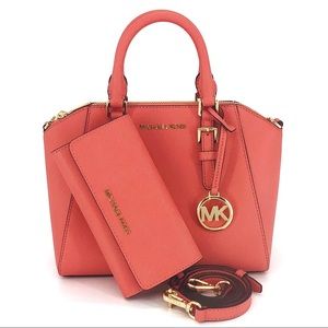 2PCS Michael Kors Ciara Medium Satchel Wallet Set